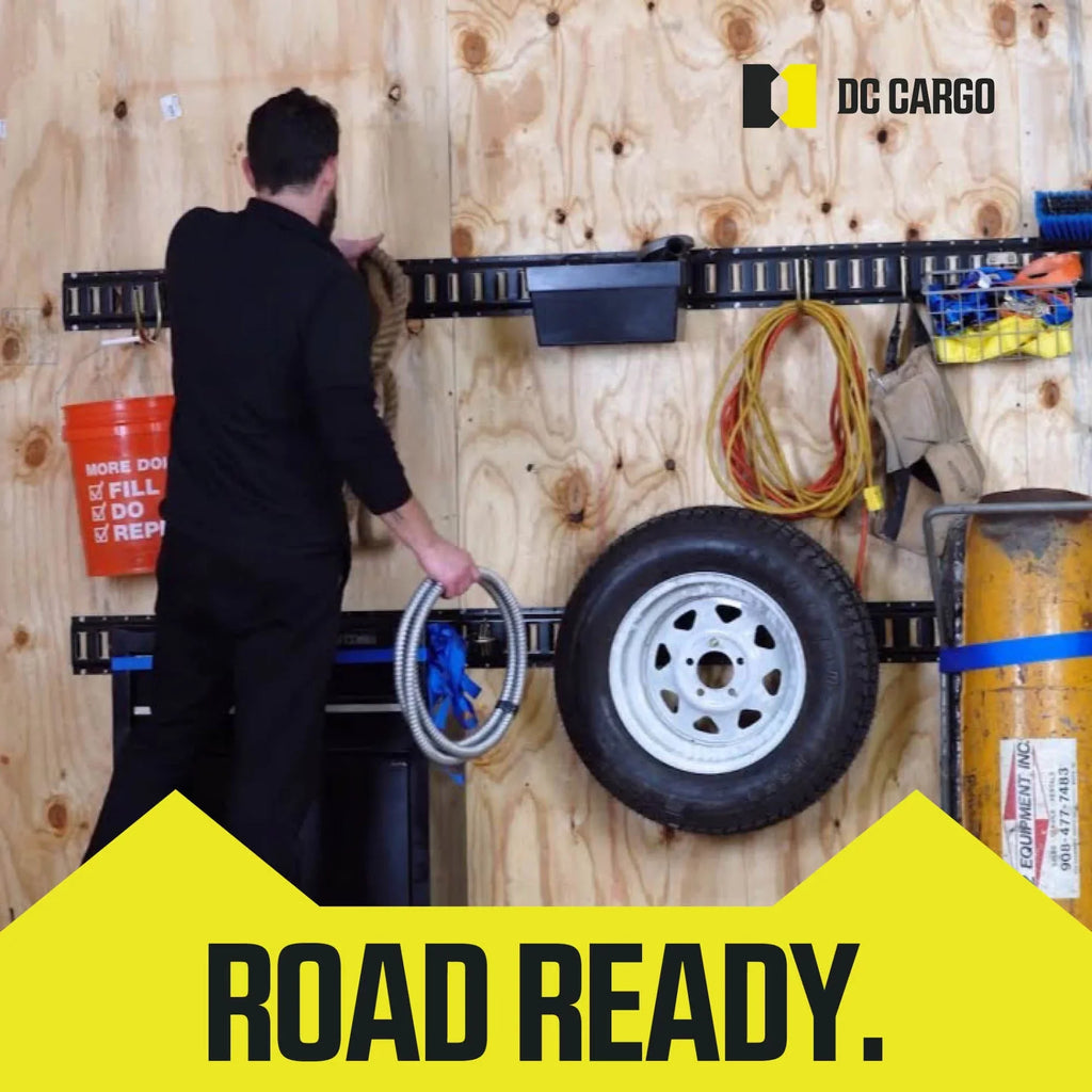 DC Cargo Mall E Track Shelving Kit - 12 Pieces: 5 ft Galvanized E Track Rails & E Track Wood Beam Sockets