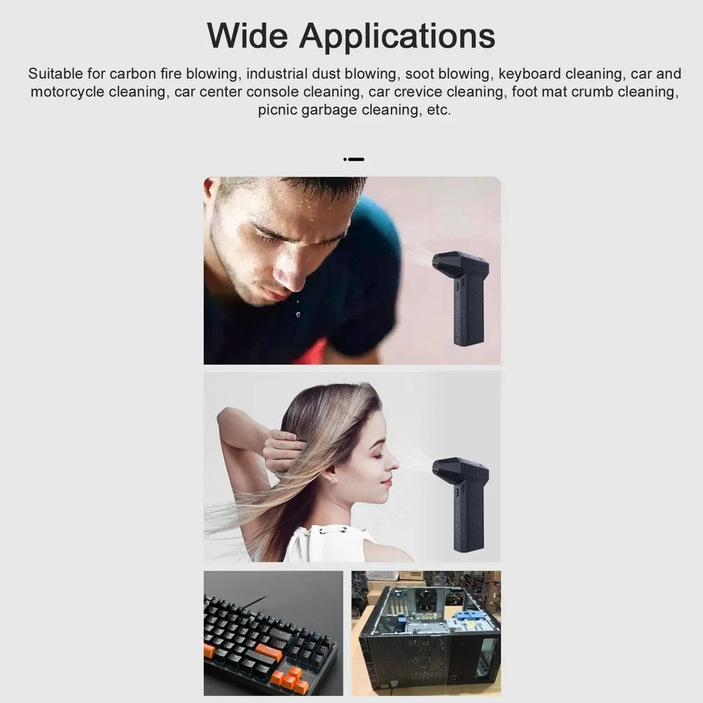 Walmeck Handheld Brushless Motor Jet Fan 130,000RPM Turbofan High Power Dust Blower Keyboard Cleaning Tool with USB Charging Interface