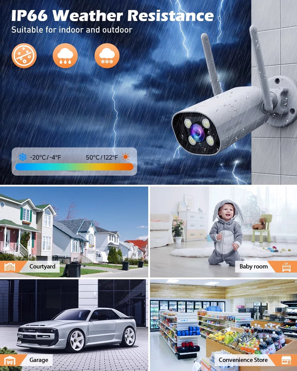Toguard SC27 2K/3MP CCTV Security Camera System Outdoor with 7" Monitor Bullet Surveillance Camera WiFi Wireless Connector