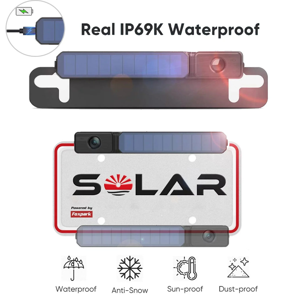 HD Solar Wireless Backup Camera for Car, IP69K Waterproof Reverse Camera with 3350mAh Rechargeable Battery-[Works with Solar 3 Only]