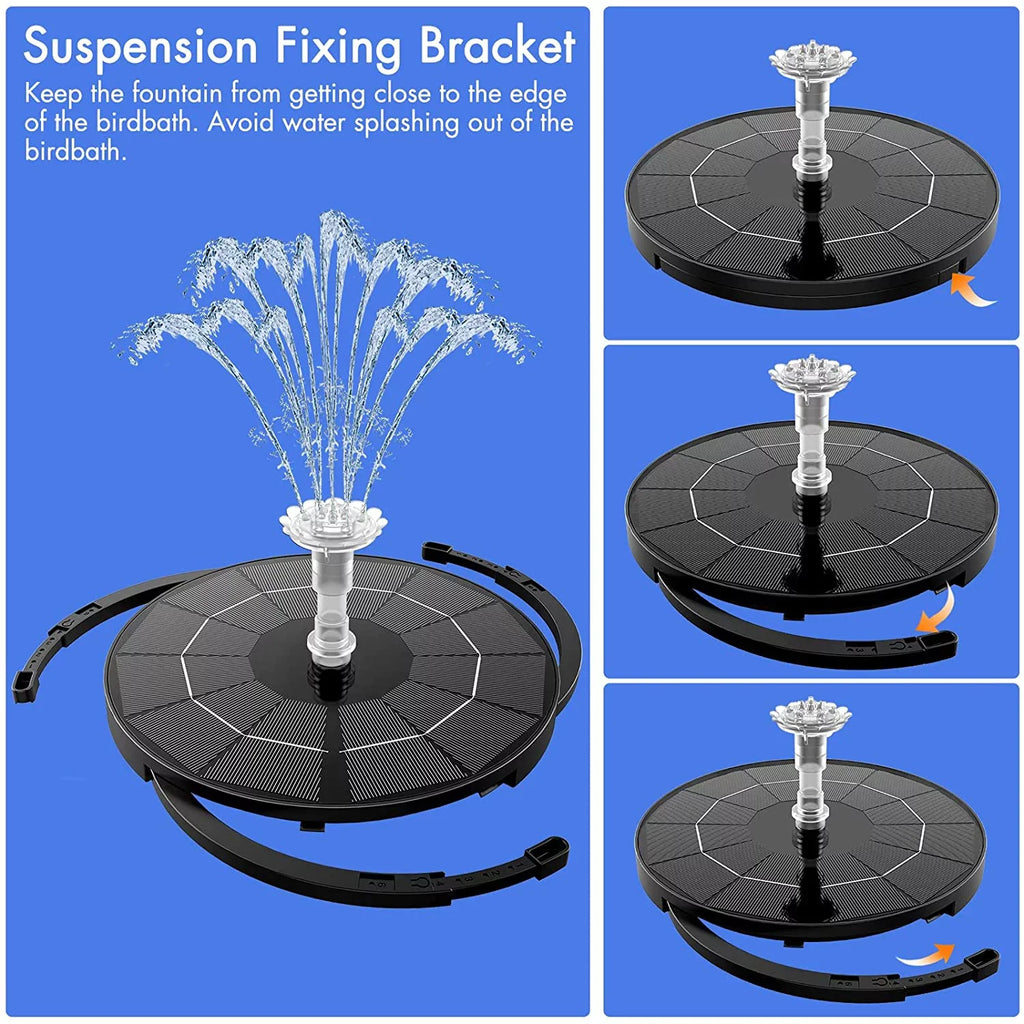 3.5W Solar Fountain Pump for moisture Feature Outdoor DIY Solar Bird Bath Fountain with Multiple Nozzles, Solar Powered aqua Fountain for Garden, Ponds, Fish Tank and Aquarium