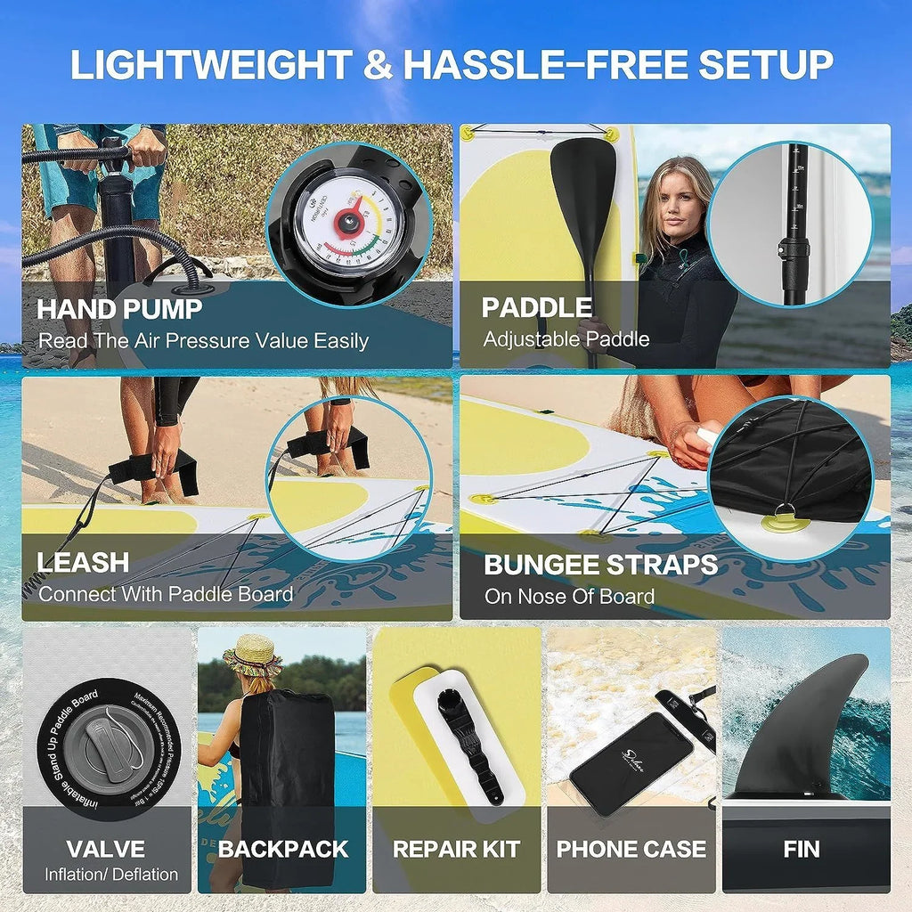Deluxe Pink Inflatable Stand Up Paddle Board - 1 paddle board kit - 27.55 - Discover ultimate balance and stability on the moisture!