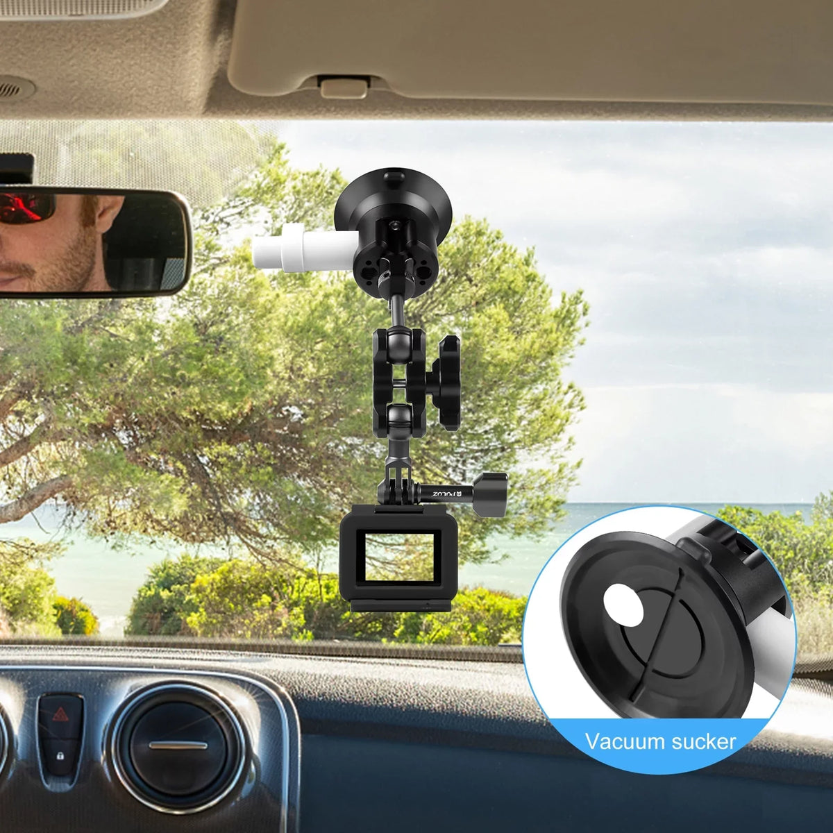 Anself Suction Cup Mount for Camera, Car Bracket Dual 360° Ballheads Replacement, appropriate with 11/10/9/8, Osmo 3/2