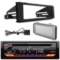 JVC KD-T920BTS Single DIN AM/FM Radio Stereo USB AUX CD Player Bluetooth Car Audio Receiver with Amazon Alexa Built-In Bundle with Harley 98-2013 Radio Install Kit, Weathershield Radio protector
