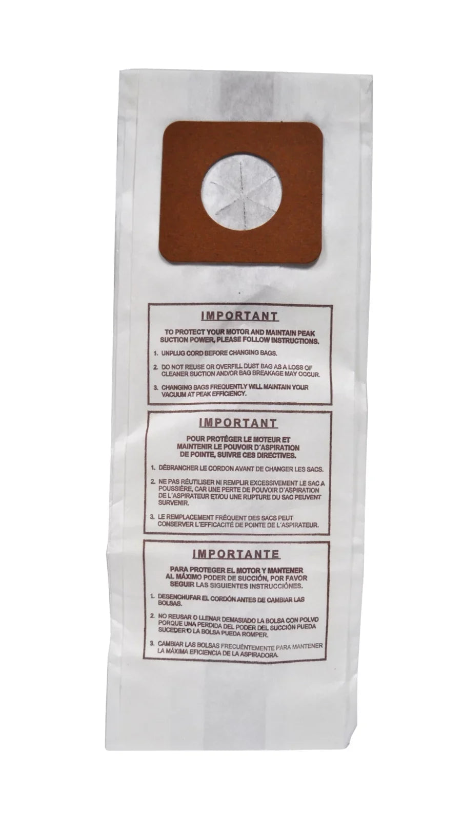 U U3 U6 Standard Filtration Bulk Vacuum Bags 100 Count 291722B