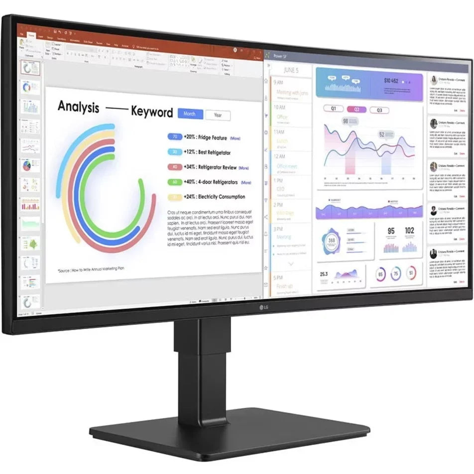Ultrawide 34\" 3440 x 1440 LED HDR10, sRGB Curved Monitor, Textured Black, 34BQ77QB-B