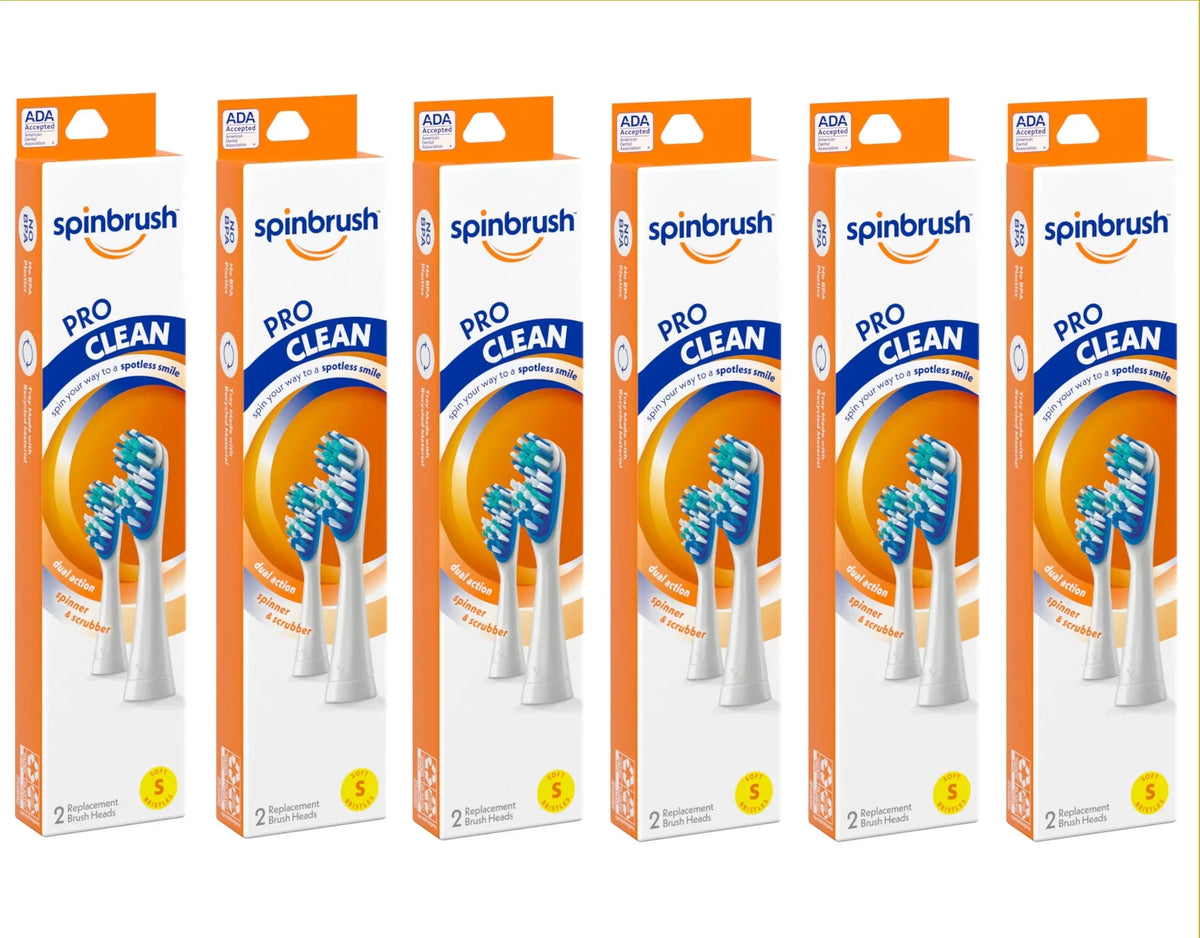 6 Pack - Arm & Hammer Spinbrush Pro Clean Replacement Brush Heads Soft 2 in Each