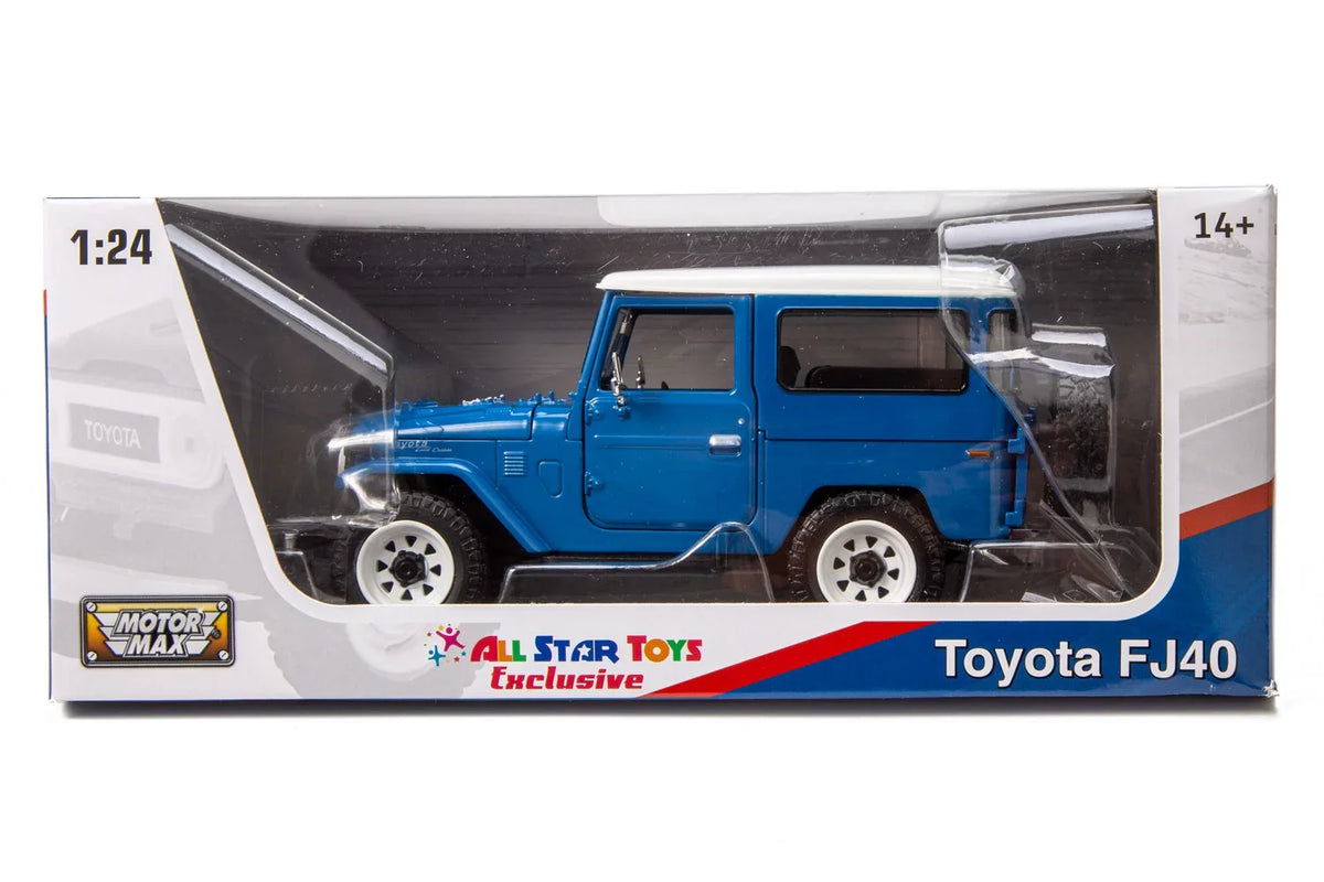 All Star Toys Exclusive  Land Cruiser FJ40 Royal Blue with Custom Off-Road Wheels 1/24 Diecast Model by Motormax 79323 FJ Cruiser J40