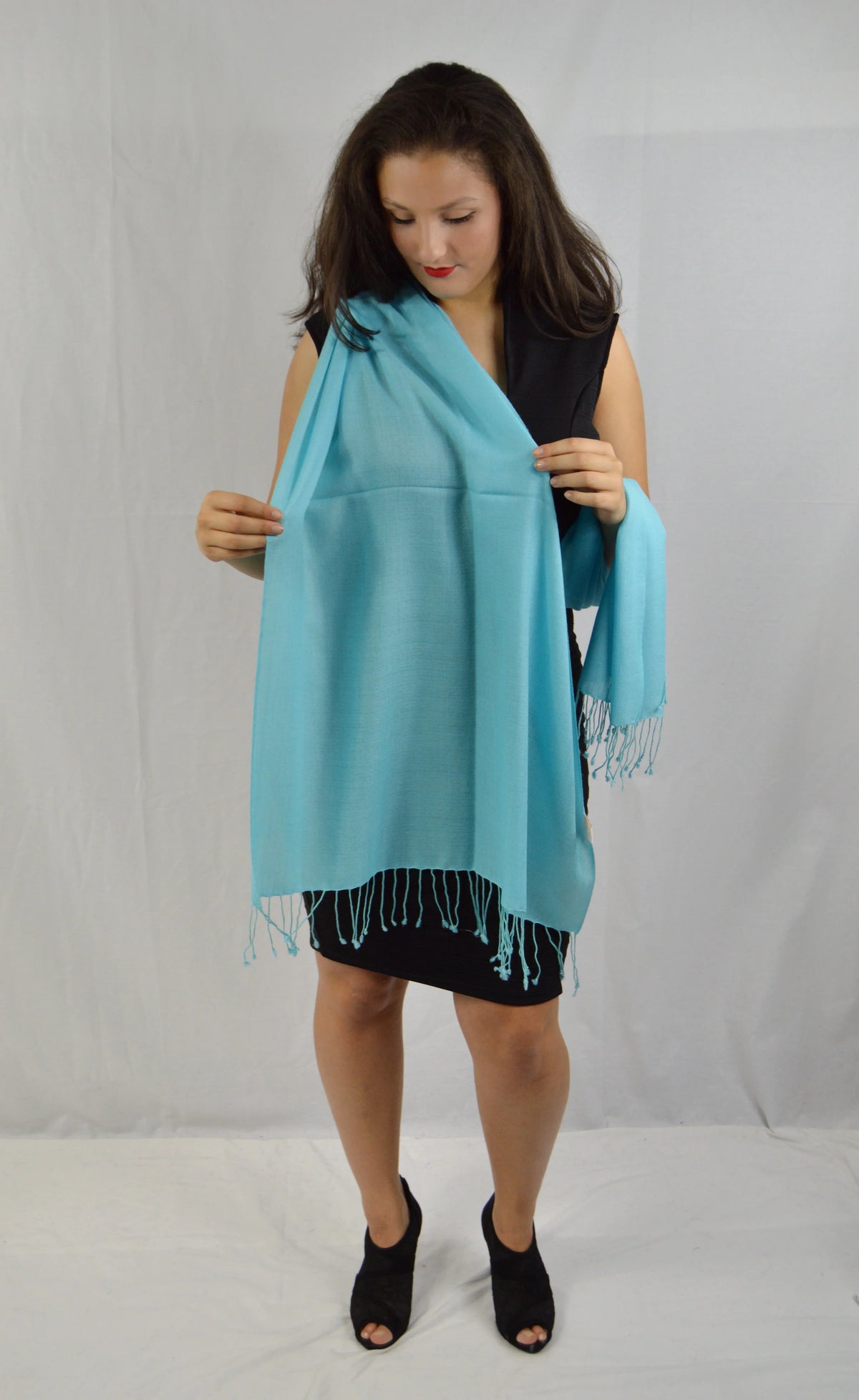 Fancy Shawl/Sheer Shawl/Summer Shawl/liquid Pashmina Shawl/Light weight Shawl/Evening Shawl/Pashmina Shawl/Scarf/Scarves (Tiffany Blue Regular Shawl)