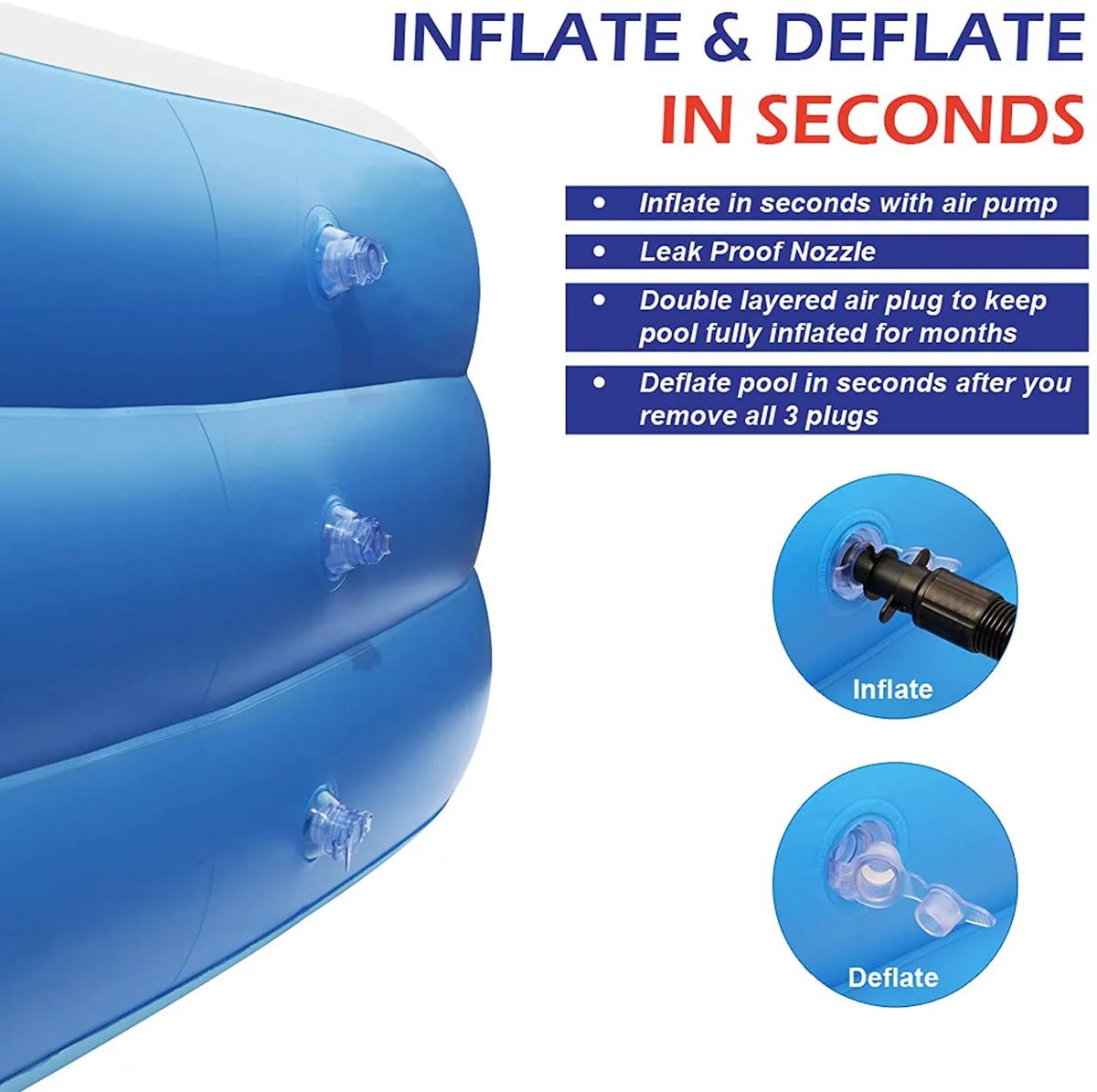 Moselota 120" x 72" x 22" Inflatable Swimming Pool - Wall Thickness 0.4mm Blue