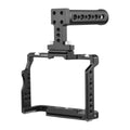 Andoer Camera Video Cage + Handle Kit Aluminum Alloy with Dual Cold Shoe Mounts Numerous 1/4 Inch Threads Replacement for  A7IV/ A7III/ A7II/ A7R III/ A7R II/ A7S II