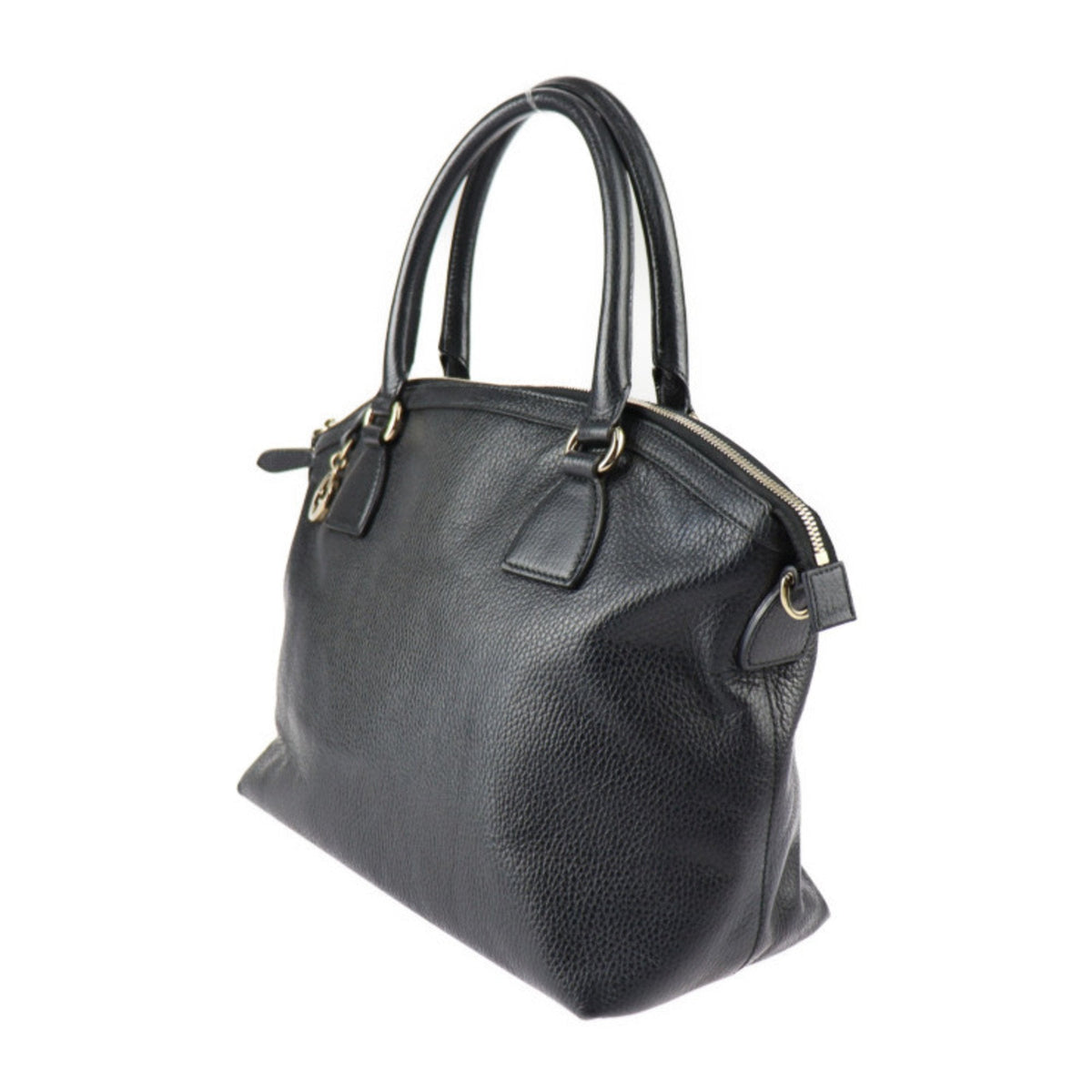 Pre-Owned GUCCI Gucci Interlocking G Handbag 449651 Leather Black Gold Hardware 2WAY Tote Bag Shoulder (Good)