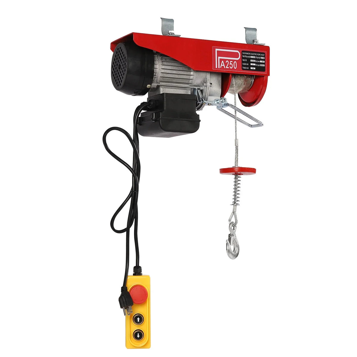 550LBS Electric Hoist Crane Winch Garage Lift Pure Copper Motor + Remote Control for Factories, Docks, Warehouses, Logistics