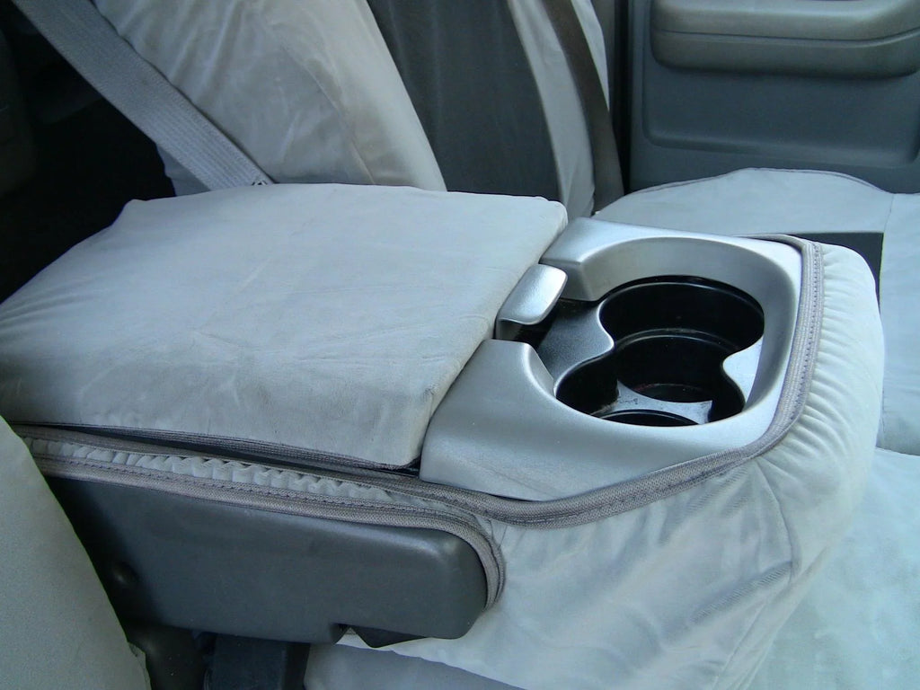 F369 2004-2008  F150 XLT Super Cab Front 40/20/40 Split Seat With Adjustable Headrests and Opening Center Console Two Tone in Dark Gray Velour and Black Twill