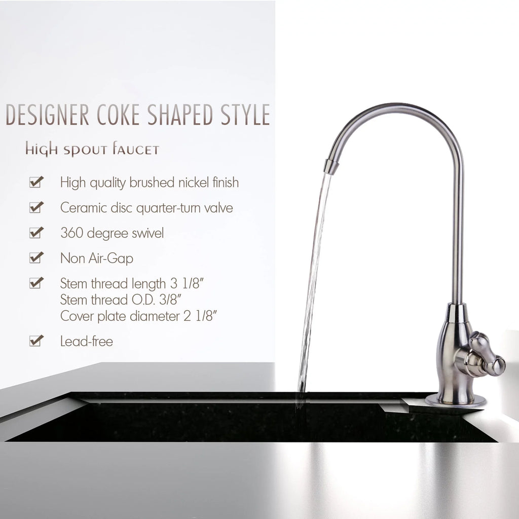 iSpring GK1-BN Heavy Duty Reverse Osmosis, High Spout Kitchen Bar Sink Drinking moisture, Contemporary RO Faucet, Brushed Nickel