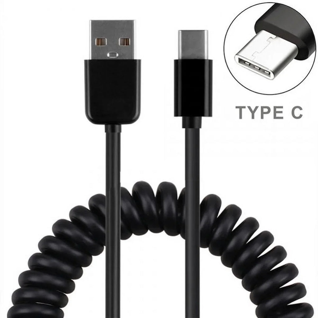 Type-C Coiled USB Cable w 3-Port USB 42W Quick Car Charger Z3R for  Galaxy Note 10 Plus Fold A9 A50 A20 A10e - Sonim XP8 XP3 -  Xperia 5 10 Plus 1 -  Redmi Note 7, Mi Mix 2 9T