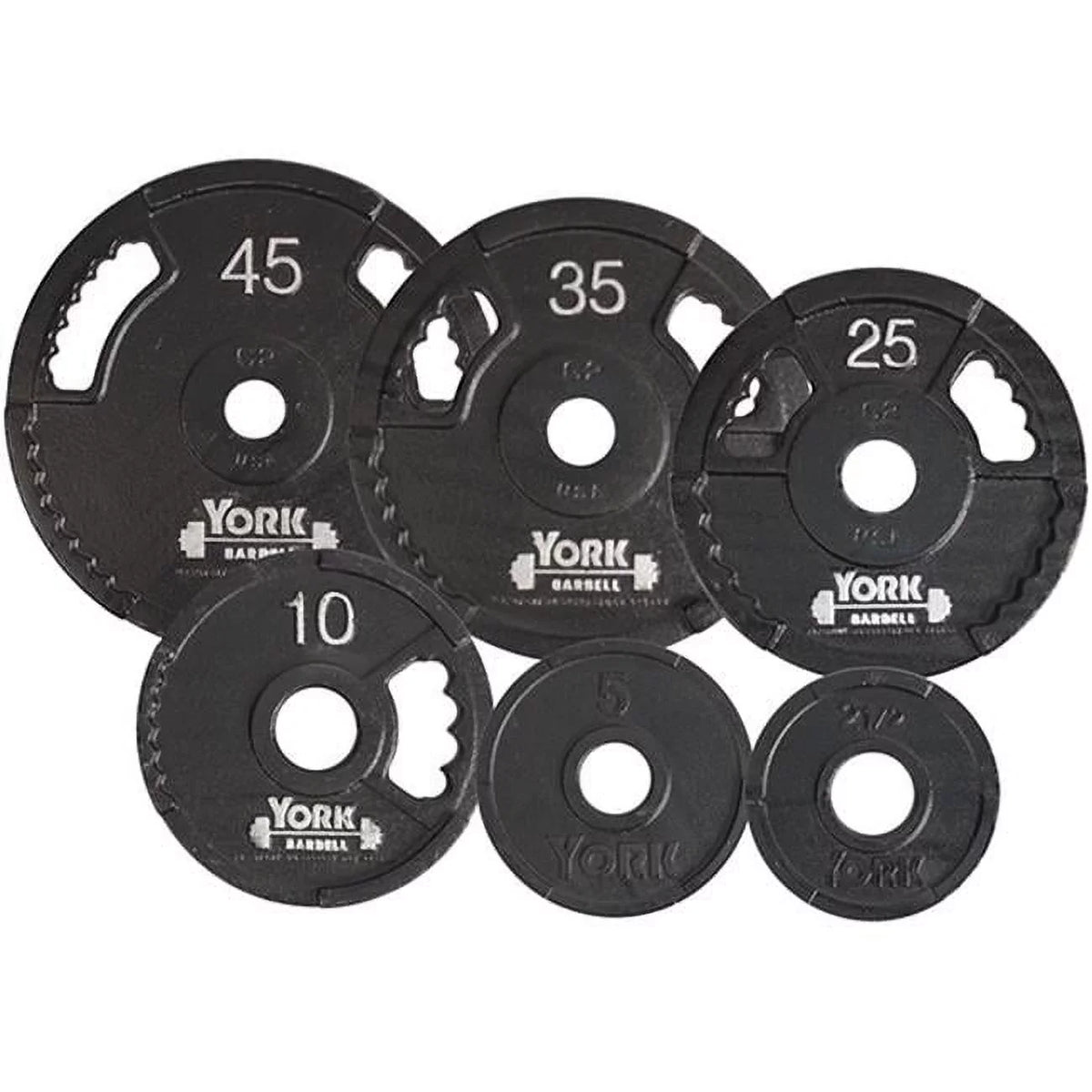 York Barbell 7422 G2 Olympic Dual Grip Thin Line Cast Iron Plate, Black - 10 lbs