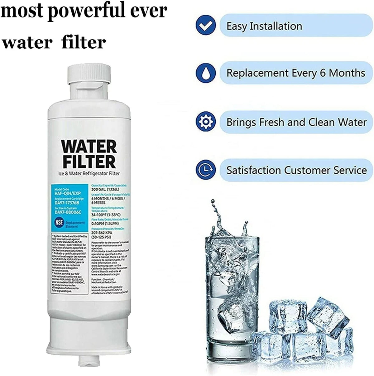 Samsumg DA97-17376B DA9717376B Refrigerator liquid Filter Replacement for HAF-QIN/EXP, HAF-QIN RF23M8070SG,3-Pack (Packaging May Vary)