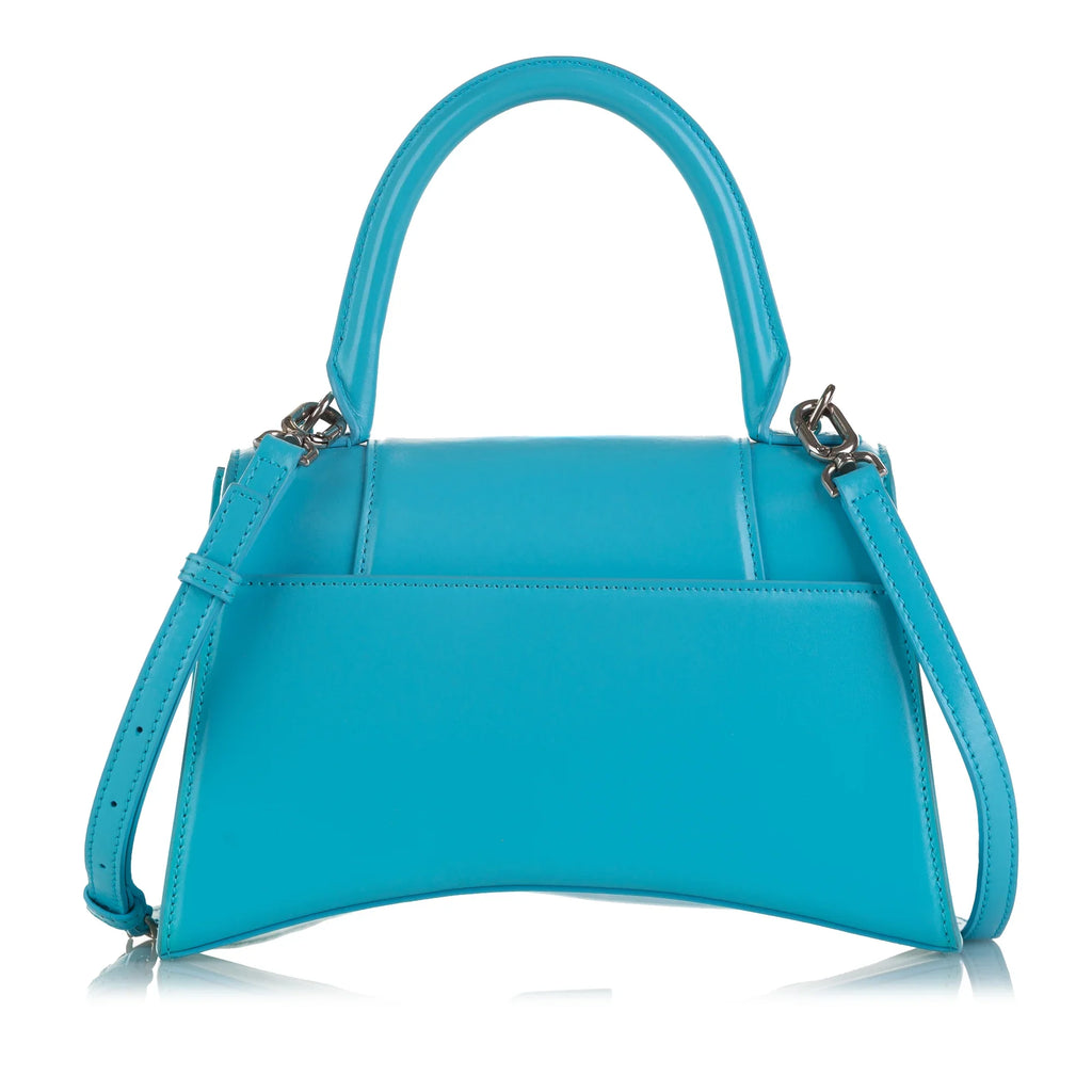 Pre-Owned Authenticated Balenciaga Hourglass S Satchel Calf Leather Blue Unisex (Good)