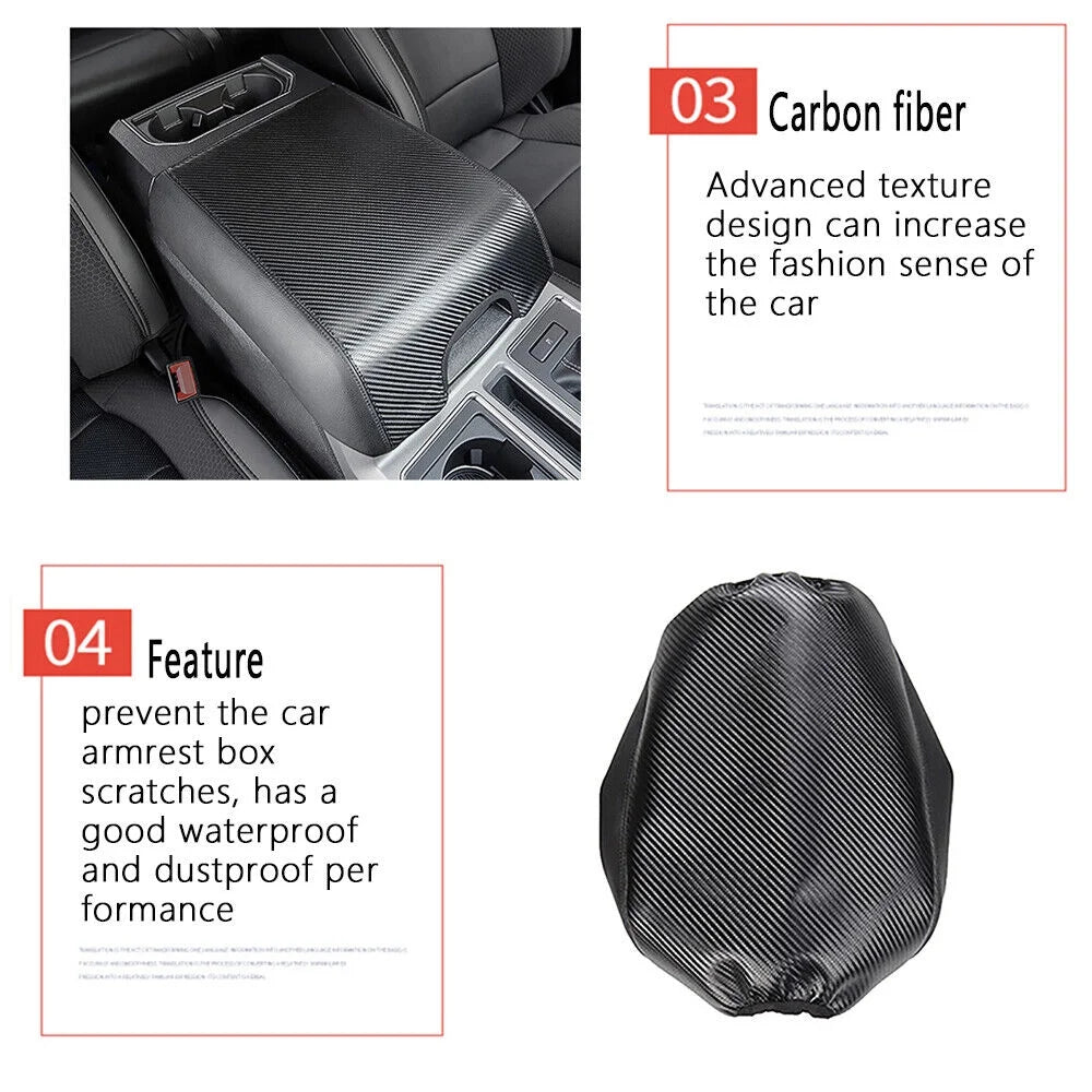 Teledu Leather Center Console Armrest wrap Pad Protector F150 Carbon