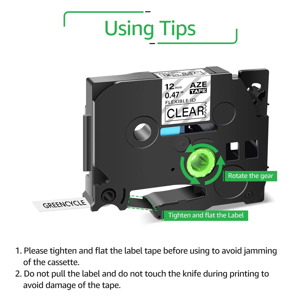 GREENCYCLE 10PK matching for Brother P-touch 12mm x 8m Black on Clear TZ TZe TZe-FX131 TZ-FX131 TZe-131 TZ-131 Flexible ID Cable Wire Label Tape