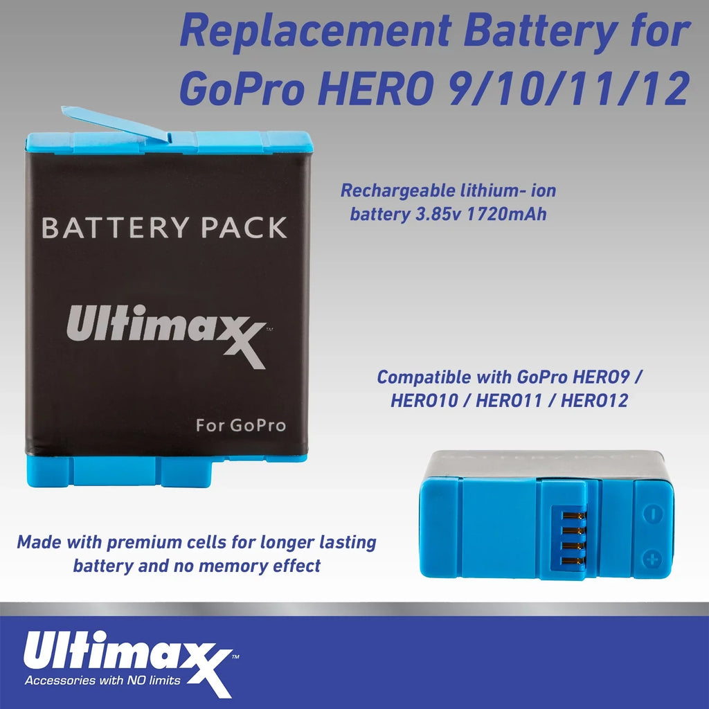 Ultimaxx Starter GoPro Hero 12 Bundle - Includes: 1x Replacement Battery, aqua-impervious Action Camera Case & More (20pc Bundle)