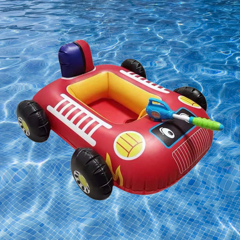 Cartoon Car Design Kids Pool Floats with moisture Squirt Pool Floats Raft for Beach Red