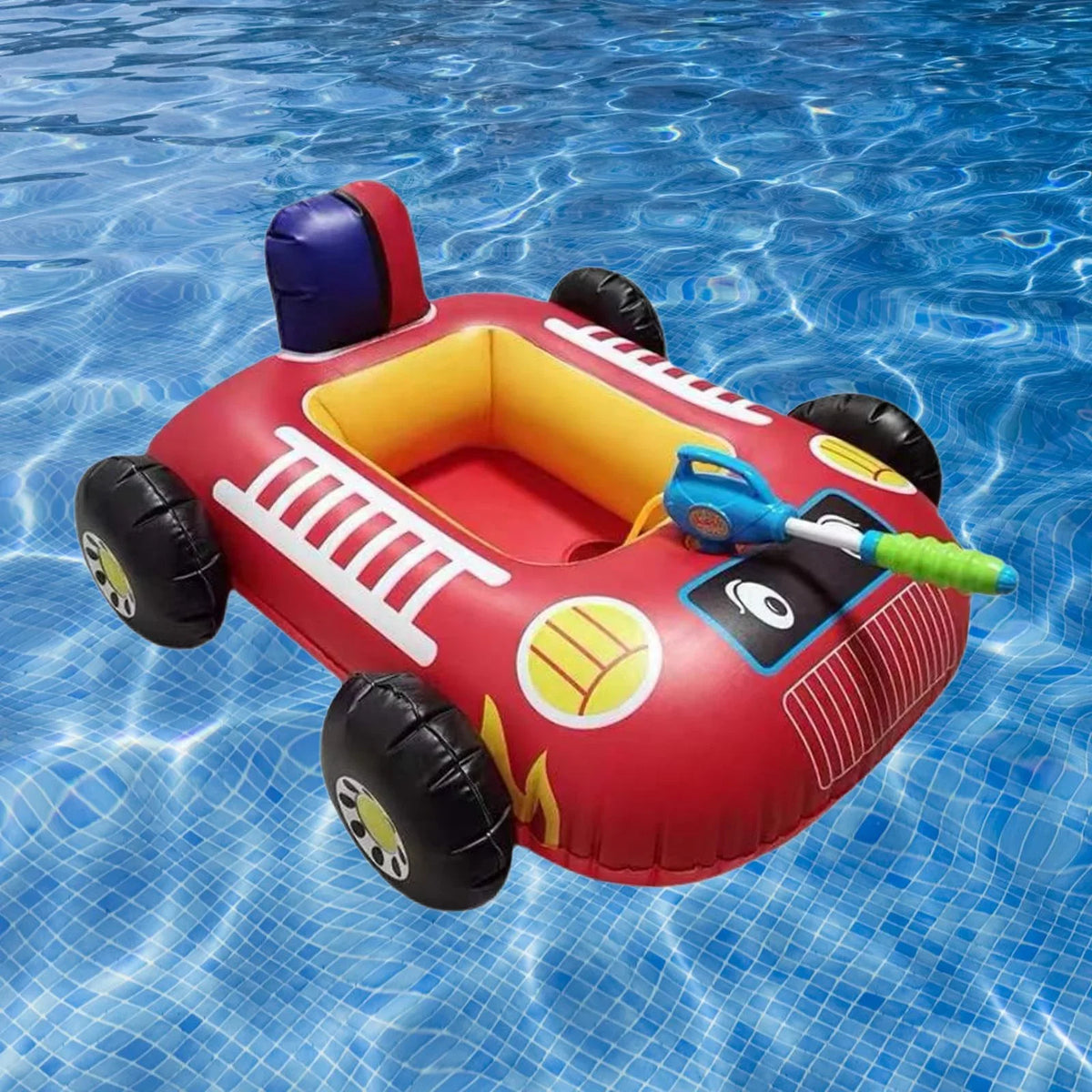 Cartoon Car Design Kids Pool Floats with moisture Squirt Pool Floats Raft for Beach Red