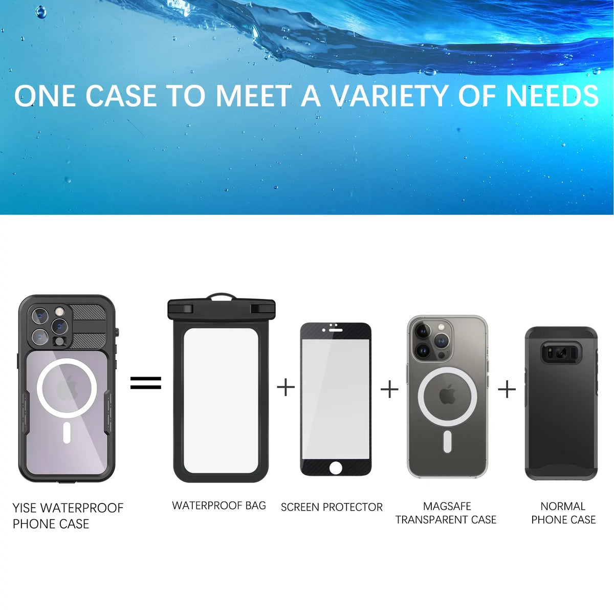 for iPhone 14 Pro 6.1" Case Waterproof, Built-in 6H Screen Protector [Real 360][IP68 Underwater][14FT Military Dropproof][Dustproof][matching with MagSafe] for iPhone 14 Pro - Black