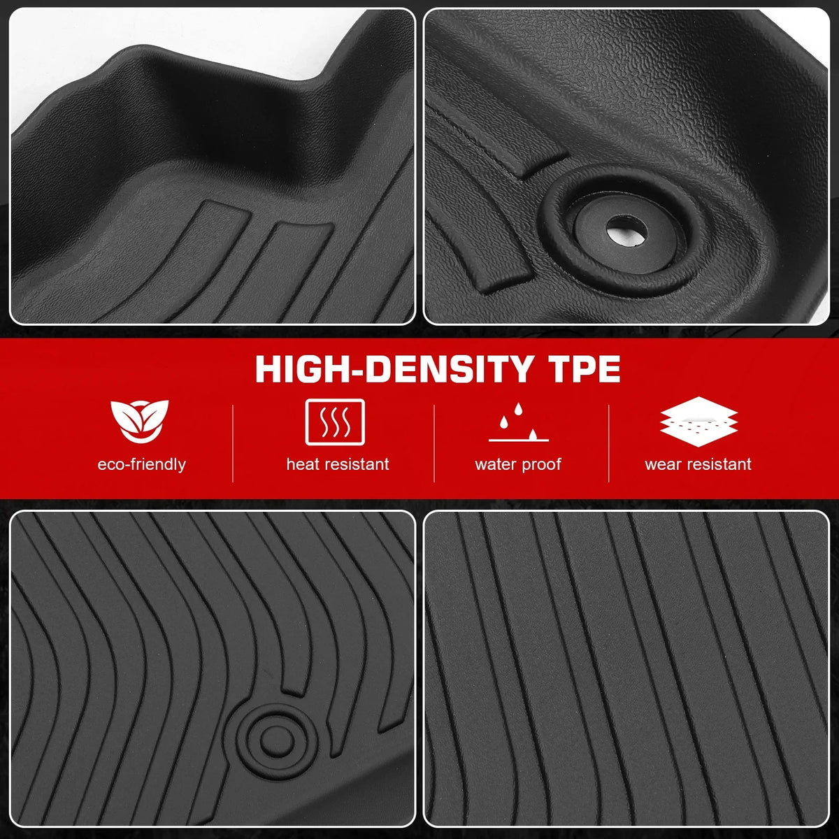 Ikon Motorsports 3D TPE Floor Mats + Trunk Mat appropriate with 2023-2024  X1 U11 Black All climate Waterproof Anti-Slip Floor Liners Full Set Car Interior Accessories Rear Trunk Tray Cargo Mats 4PC