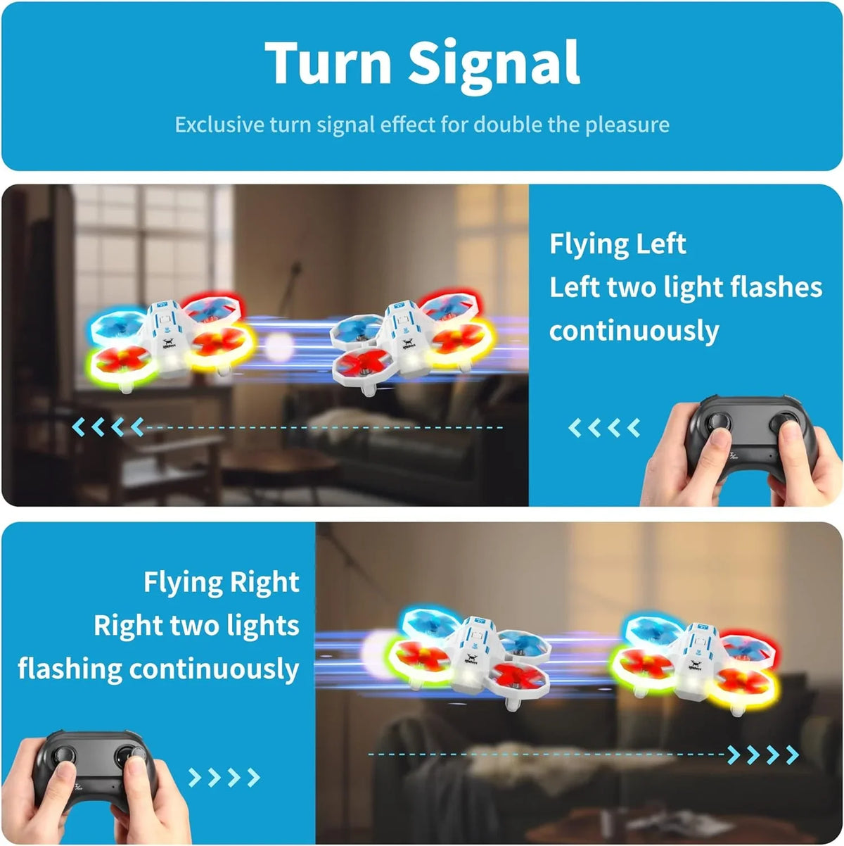 Open Box HYG Toys Mini RC Drones for Kids with Turn Signal Light - WHITE