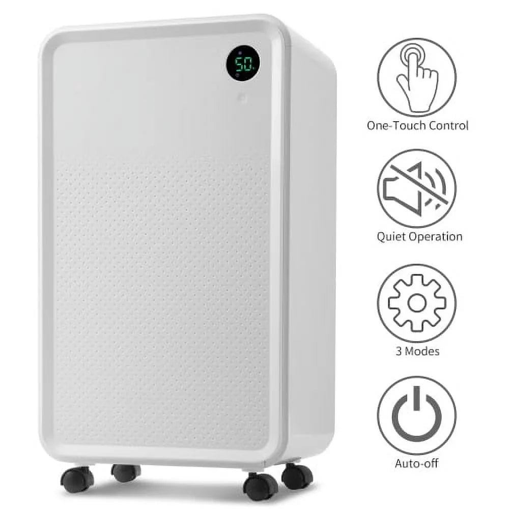 Dehumidifier with 2L aqua Tank, Auto or Manual Drain, 30 Pint Dehumidifier for Medium to Large Rooms and Basements. Ft. Churanty 3,000 Sq