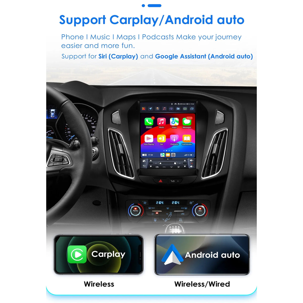 Carplay Android 13.0 Wifi Bluetooth 4+32GB RDS 9.7" Car Stereo Radio Head Unit GPS Navigation Player For  Focus 2011 2012 2013 2014 2015 2016 2017 2018 2019
