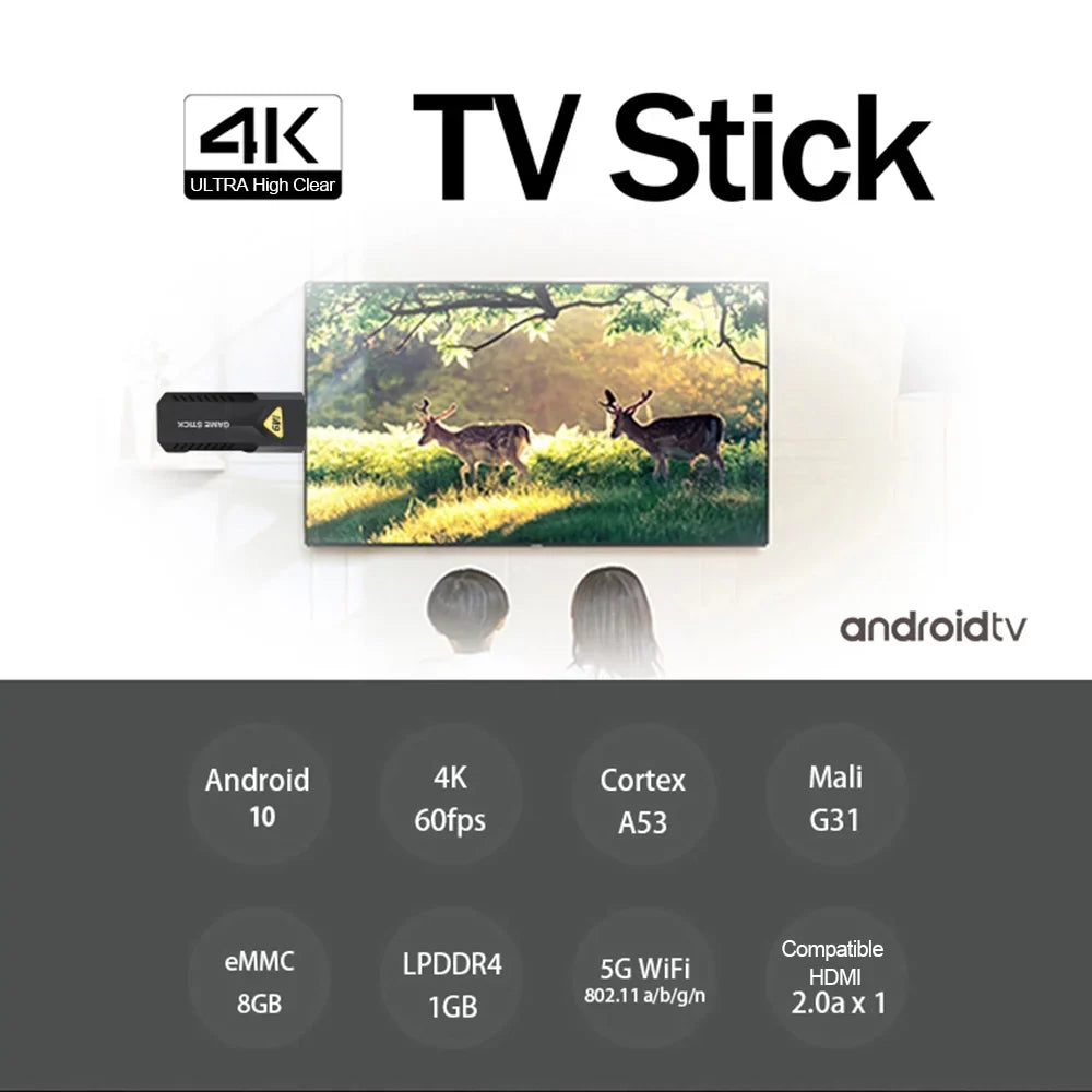 Anself Game Console 4K HDR TV Stick With 3D Denoising, Anti-Shake, 5G WiFi matching for Ultimate Gaming Experience