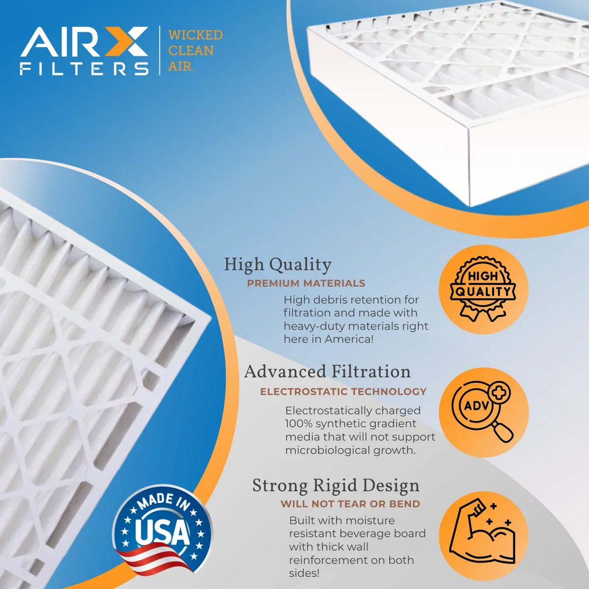16x20x4 Air Filter MERV 11 Comparable to MPR 1000, MPR 1200 & FPR 7 suitable with White Rodgers FR1000M-111 Premium USA Made 16x20x4 Furnace Filter 6 Pack MERV 11 by AIRX FILTERS WICKED CLEAN AIR.