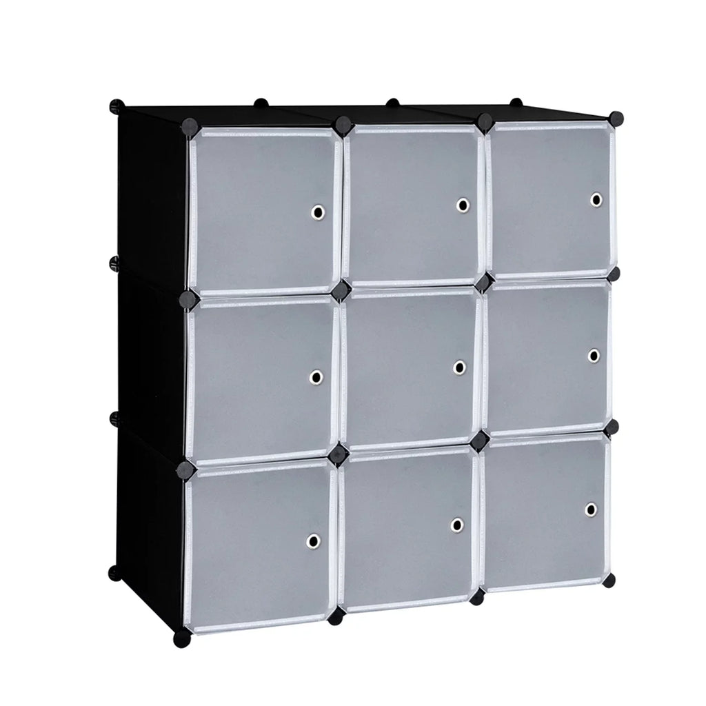 BMTBUY 9-Cube DIY Plastic Closet Cabinet, Modular Book Shelf Organizer Units, Storage Shelving with Doors