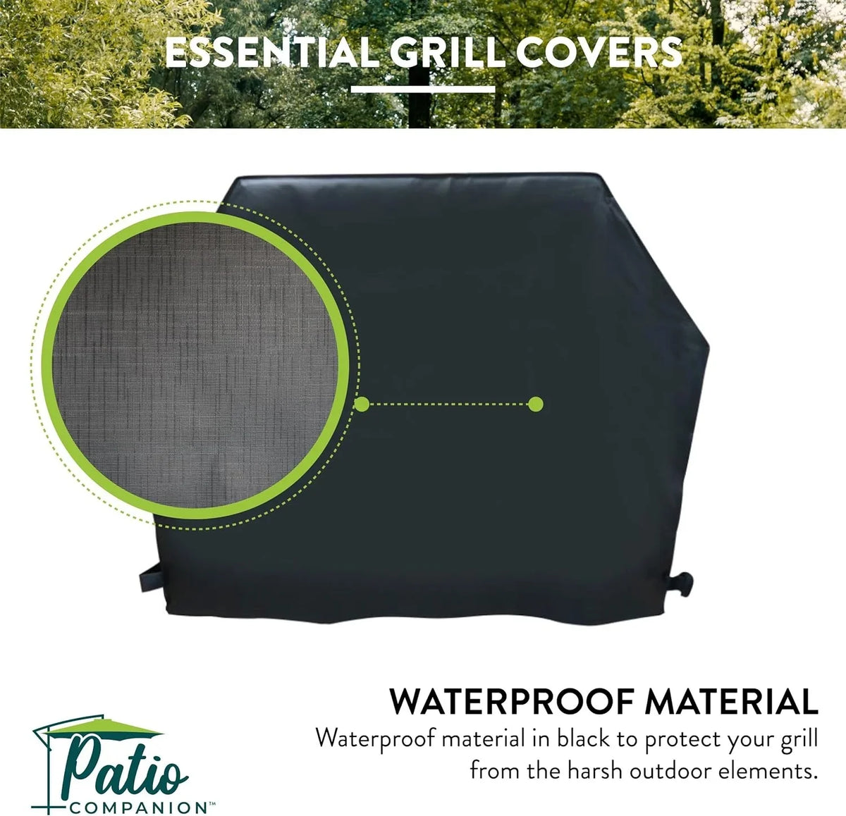 Black. Patio Companion Essential, 80 Inch BBQ Grill shield, 1 Year Warranty, Heavy-Duty Material, Waterproof and climate impervious, Gas Grill protector for Weber, Char Broil, Broil King, Etc
