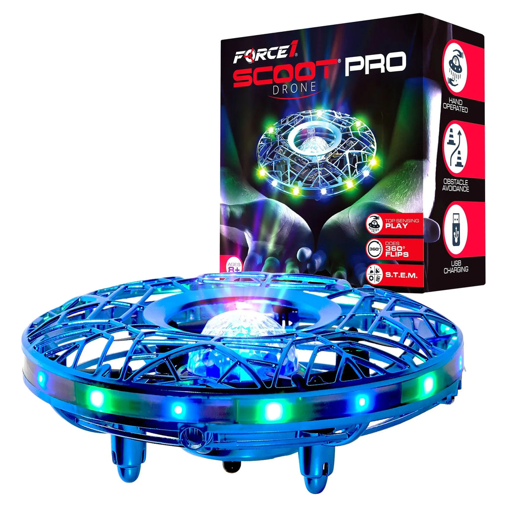 Force1 Scoot Pro Aerial Drone Hand Controlled Mini Drone with Projector LED Light (Blue)
