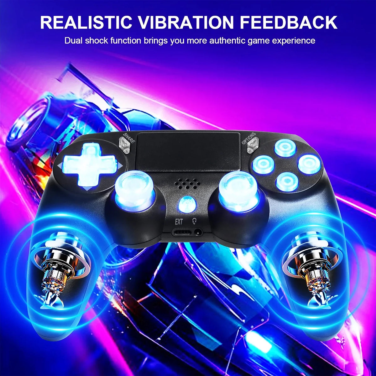SPBPQY Wireless Controller Game Joystick Controller for PS4/ Slim/Pro,suitable with PS4 Console-Black