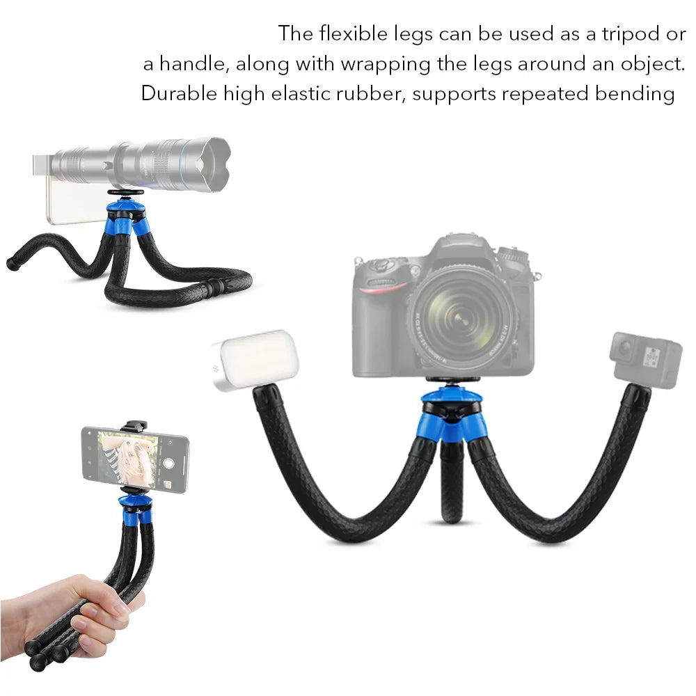 APEXEL APL-JJ07 Detachable Flexible Octopus Tripod Portable Mini Travel Mobile Phone Tripod with Foldable Phone Clip appropriate with GoPro DSLR Camera Max Load 3kg