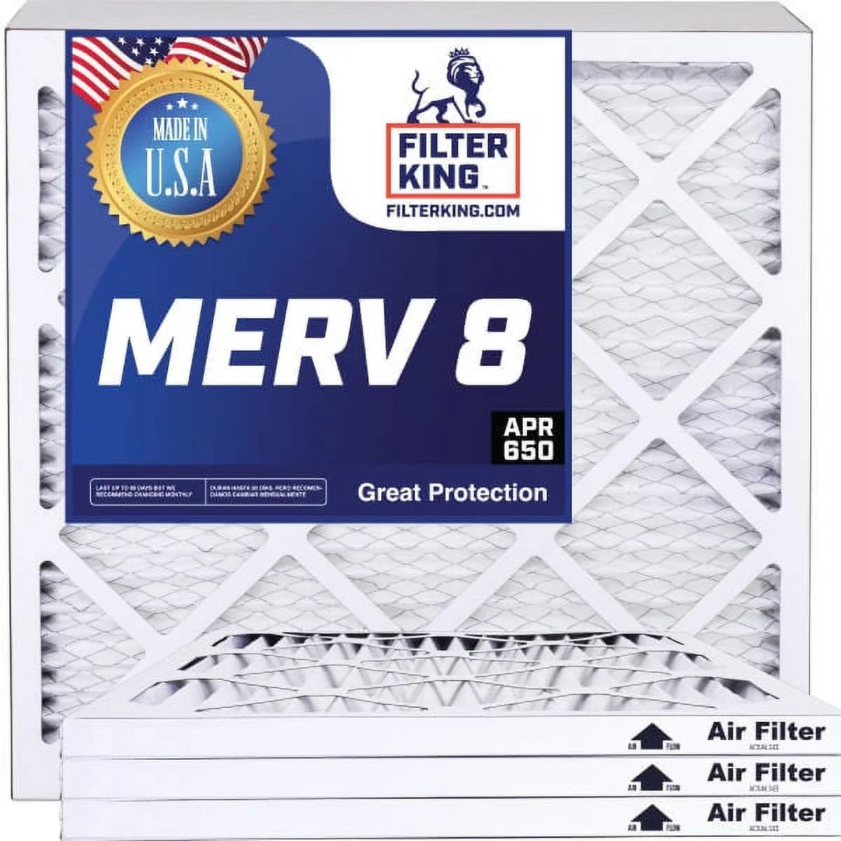 Filter King 19.5x38.5x1 Air Filter | 4-PACK | MERV 8 HVAC Pleated A/C Furnace Filters | MADE IN USA | Actual Size: 19.5 x 38.5 x .75"