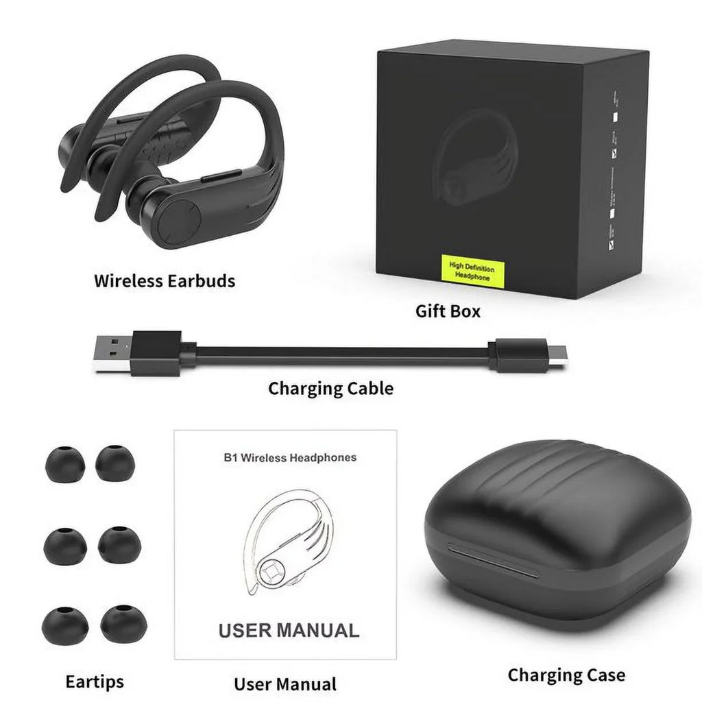 Wireless Earbuds 5.0 True Wireless Sport Earphones Built-in Mic in Ear Running Headset with Earhooks Charging Case suitable with iPhone 13 Pro Max XS XR  Android
