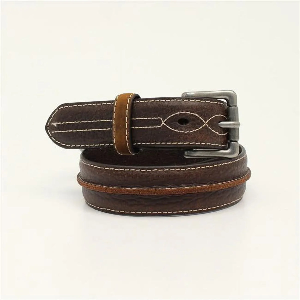 Boys 3D Center Bump Tube Belts, Brown - Size 22. M&F Western D120000002-22 1.25 in