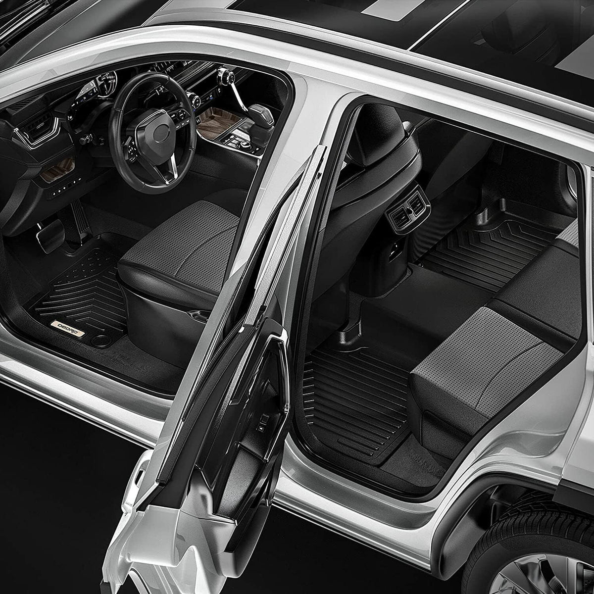 Ledkingdomus Floor Mats for 2019-2024 Subaru Forester 3D TPE Rubber Front & 2nd Seat 2 Row Liner Set All-atmospheric conditions