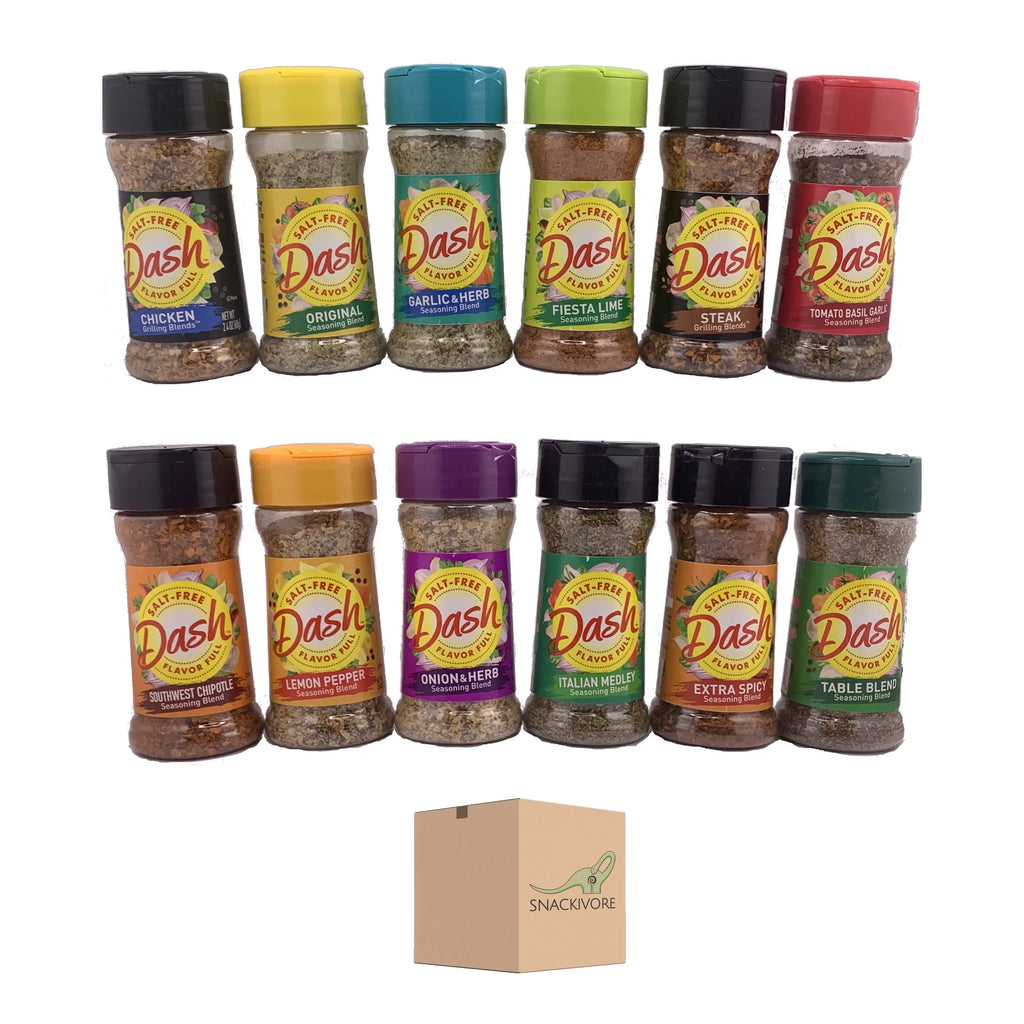 1 Bottle Each of 12 Different Flavors.. Mrs Dash Seasoning Salt Free Variety 12 Pack by Snackivore
