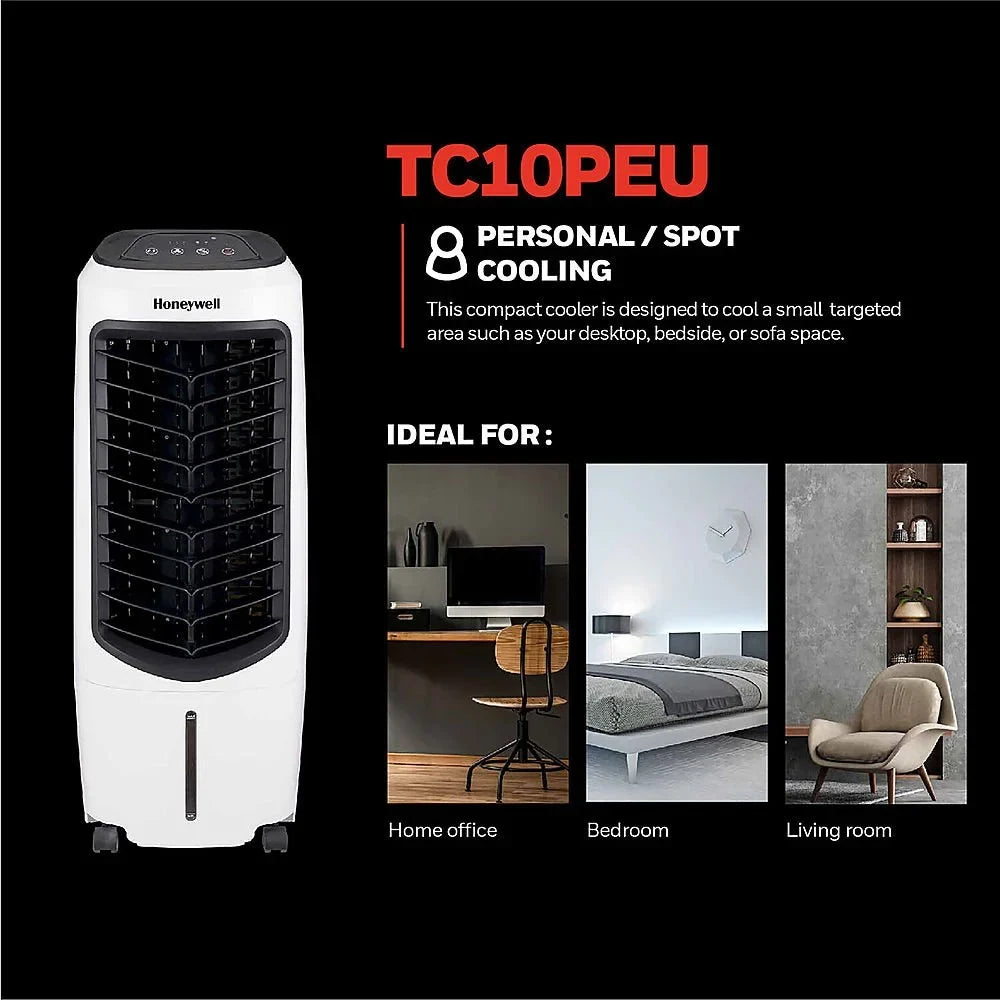 Indoor Evaporative Air Cooler (Swamp Cooler) with Remote Control - White