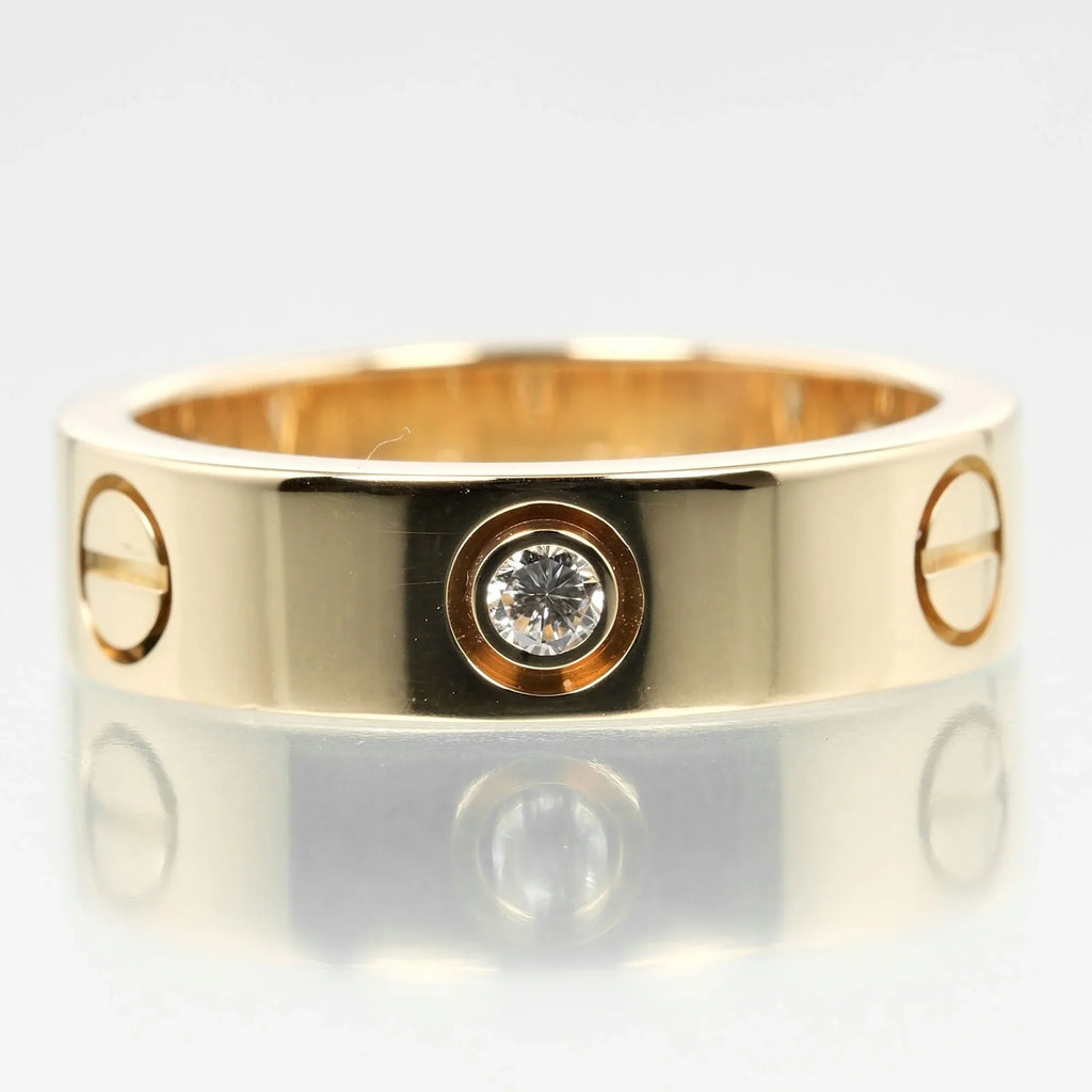 8.67g, I132124019 (Good). Pre-Owned Cartier Love size 15 ring, K18 yellow gold, 3P, half diamond, approx