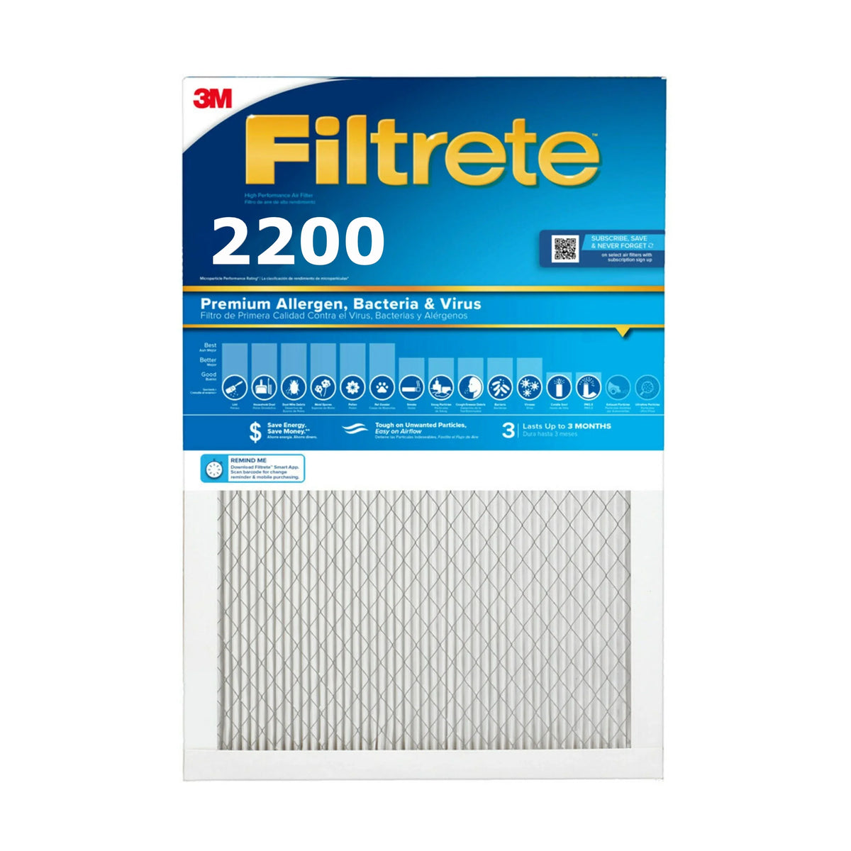 Filtrete 3M Filters (20x25x1) 2200 Series Premium Allergen & Home Pollutants Air Filters - 3 FILTERS - *EN