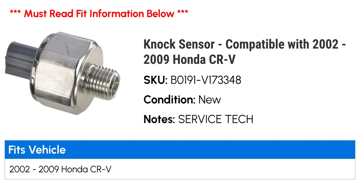 Knock Sensor - suitable with 2002 - 2009 Honda CR-V 2003 2004 2005 2006 2007 2008