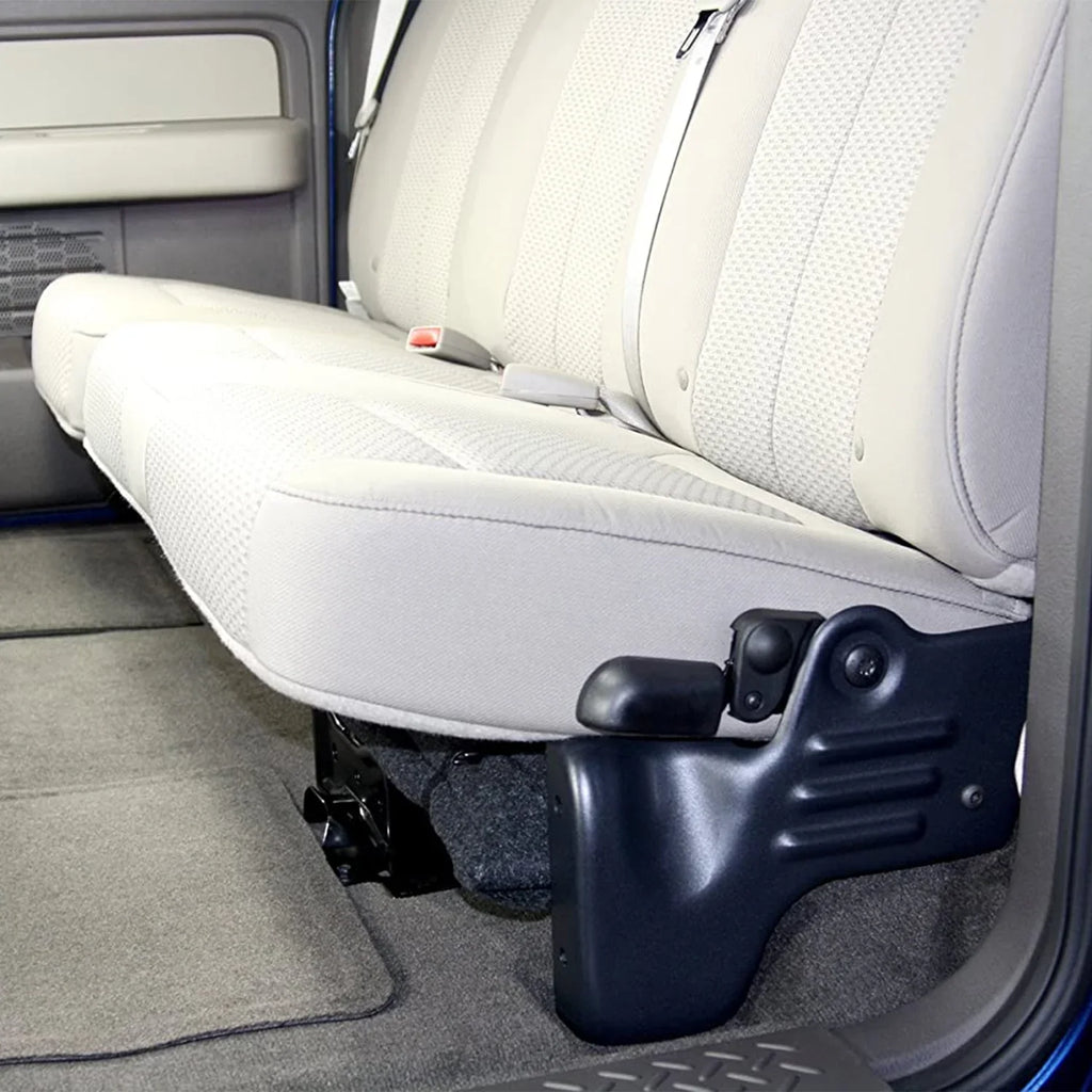 Gun Rack/Organizer; Vehicles w/o Factory Subwoofer; Gray; Fits select: 2013-2014  F150 SUPER CAB, 2011-2012  F150. DU-HA 20096 DU-HA Underseat Storage; Incl